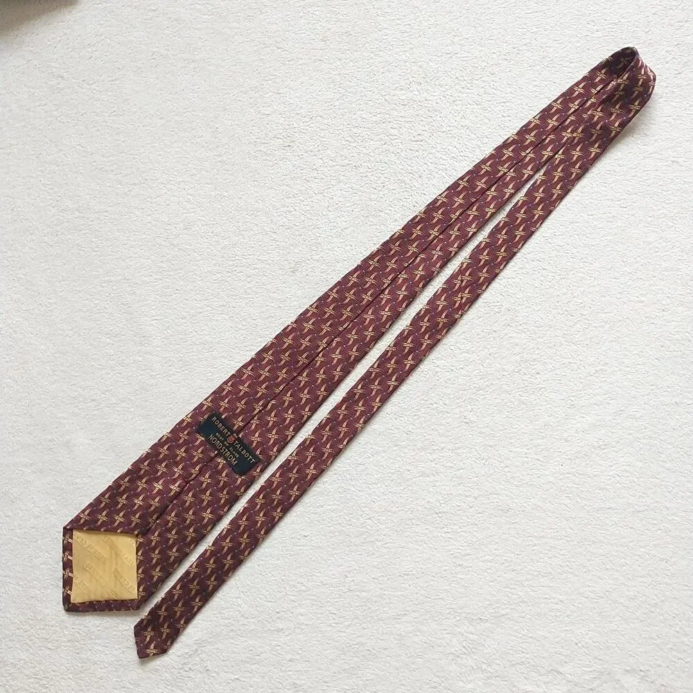 Robert Talbott Best Of Class Necktie Tie Silk Geometric Red Gold Jacquard 4x58